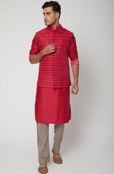 PINK COLLAR EMBROIDERED SHERWANI SET